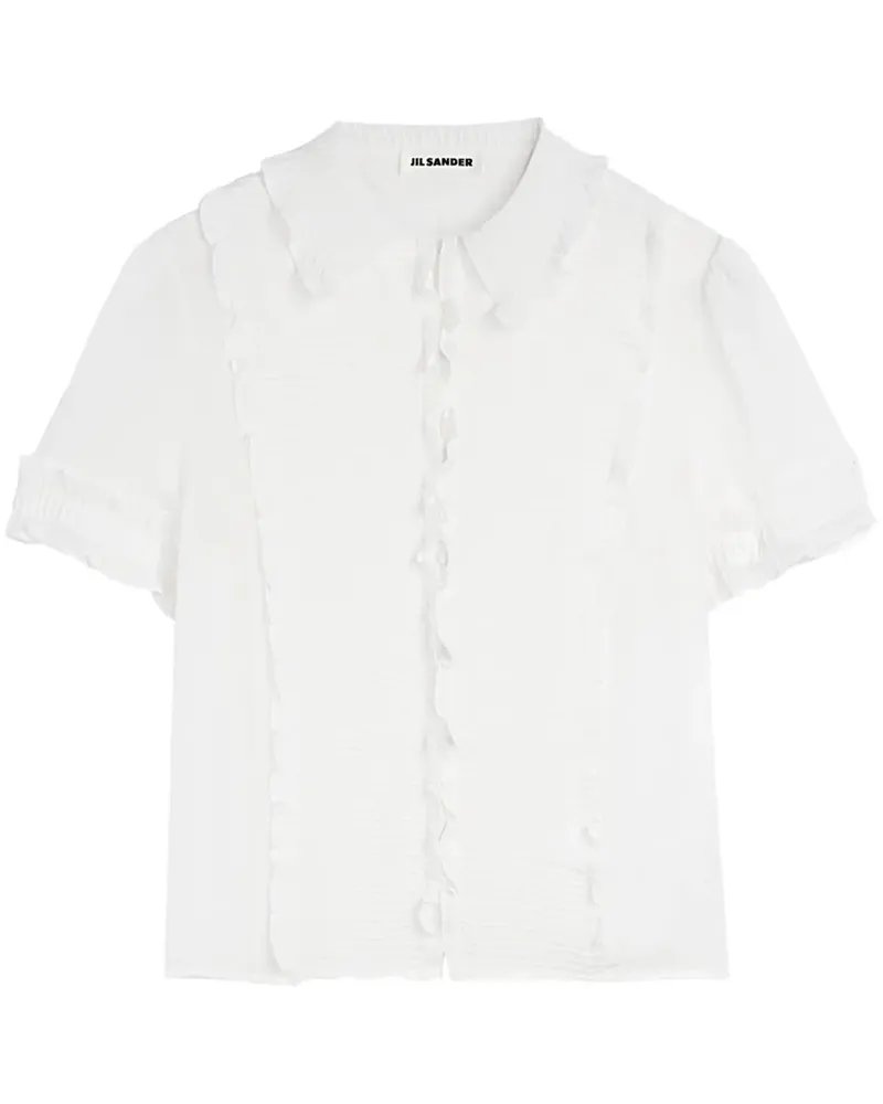 Jil Sander Seidenhemd mit Rüschen - Weiß Weiß