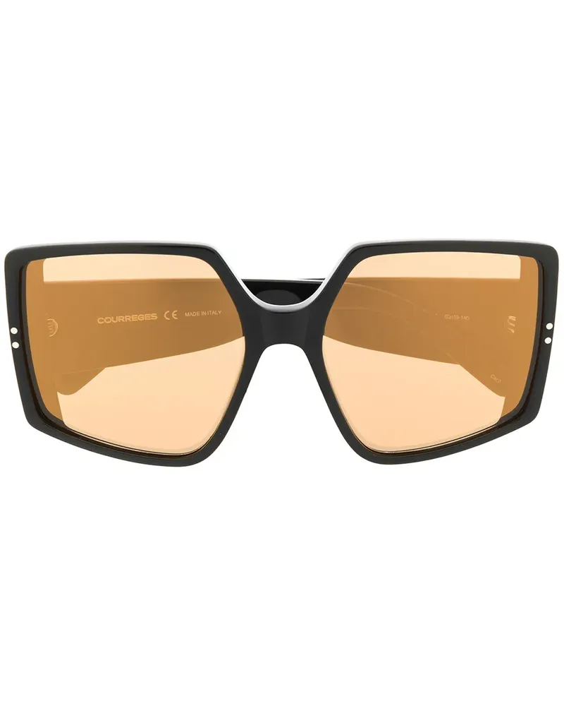 Courrèges Eckige Oversized-Sonnenbrille - Schwarz Schwarz