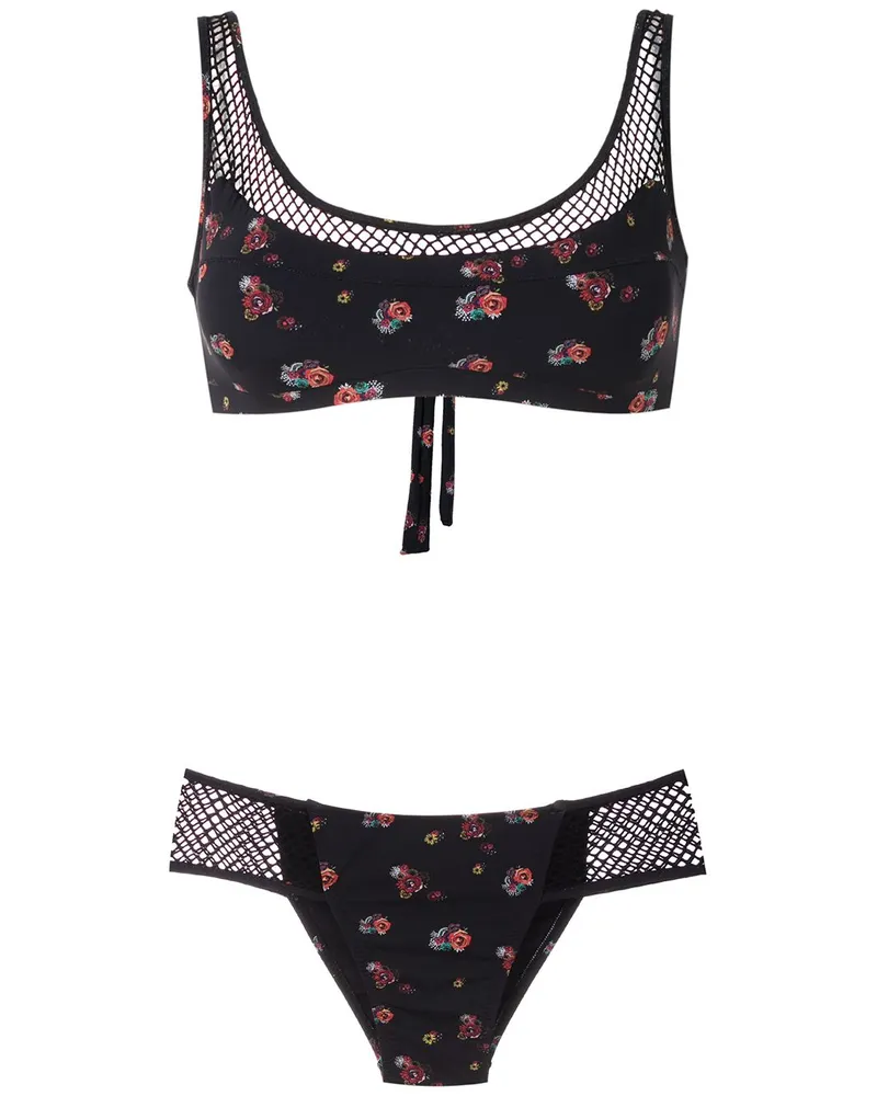 Amir Slama Bikini mit Netzeinsätzen - Schwarz Schwarz