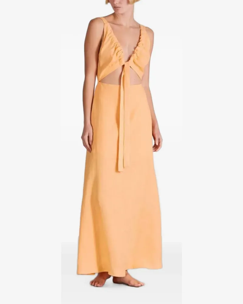 BONDI BORN Tobago linen maxi dress - Orange Orange