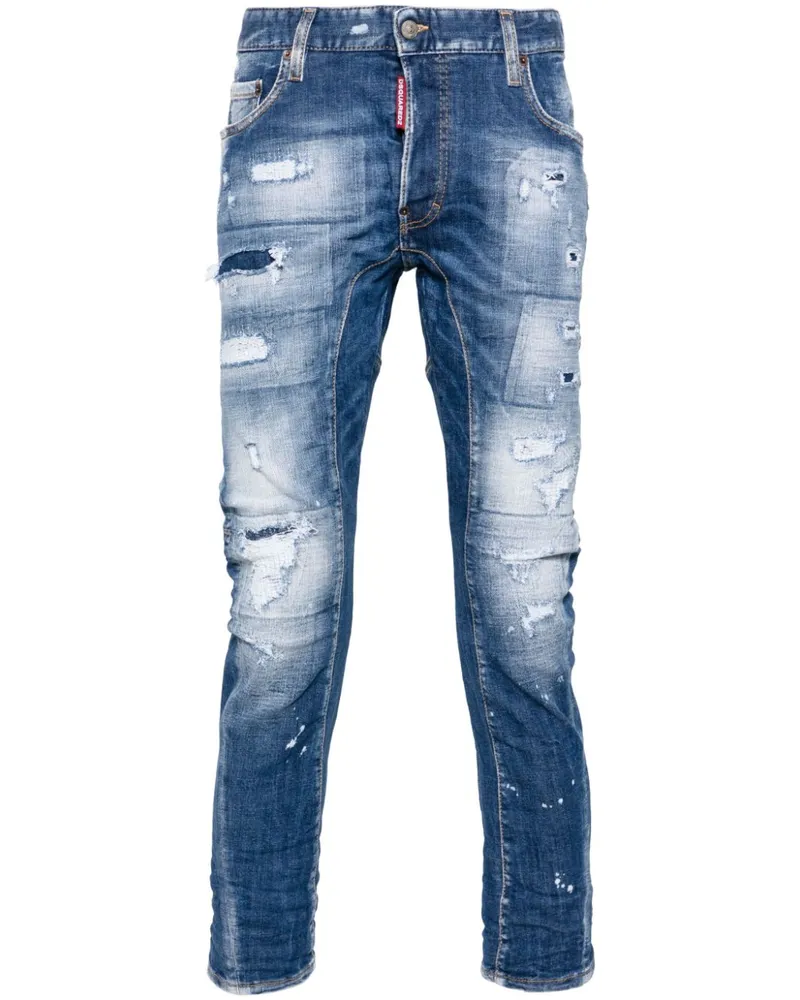 Dsquared2 Tidy Biker Slim-Fit-Jeans im Distressed-Look - Blau Blau