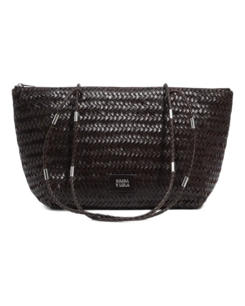 BIMBA Y LOLA Große dunkelbraune Tote Bag aus Leder Braun