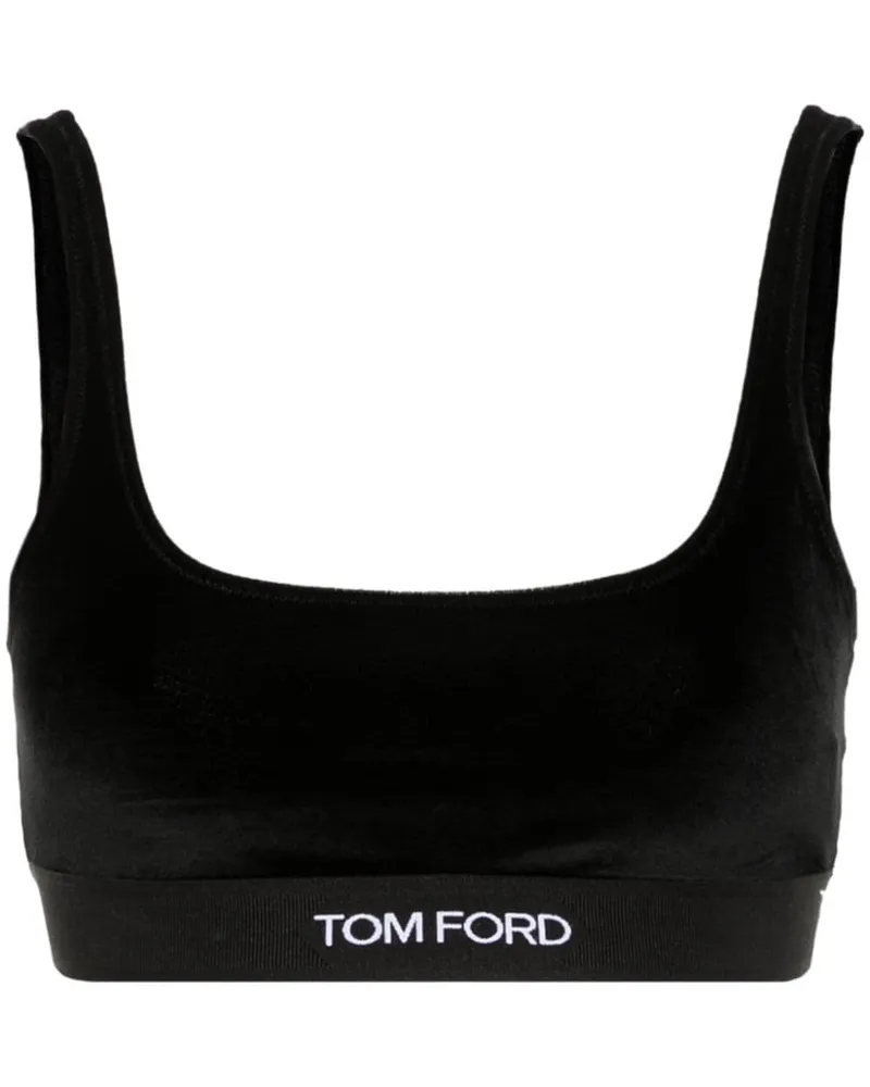 Tom Ford Samt-Bralet mit Logo-Jacquard - Schwarz Schwarz
