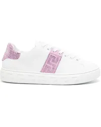 Versace Greca Crystal Sneakers aus Leder Weiß