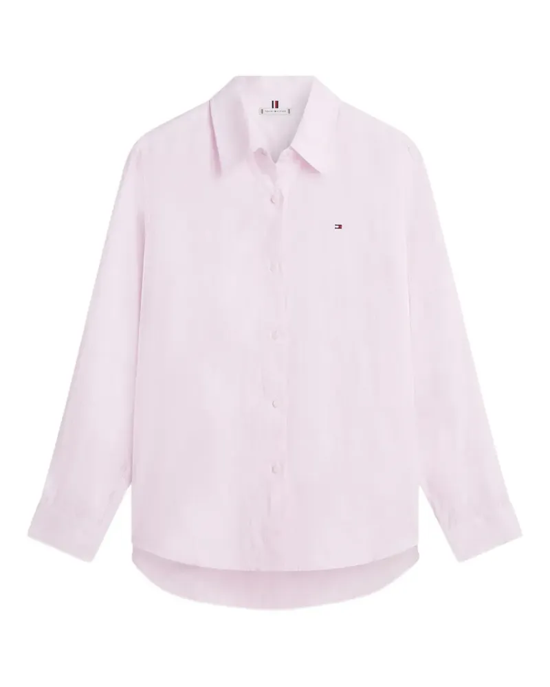 Tommy Hilfiger logo-embroidered linen shirt - Rosa Rosa