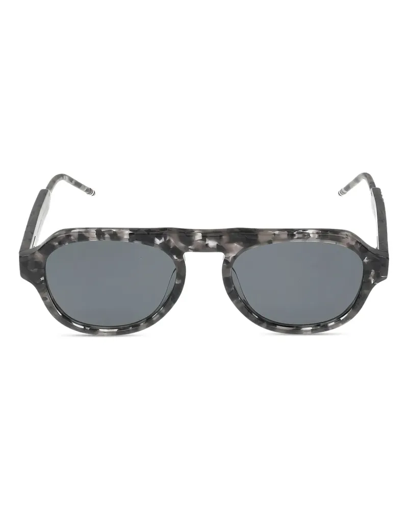 Thom Browne tortoiseshell-effect rectangle-frame sunglasses - Grau Grau