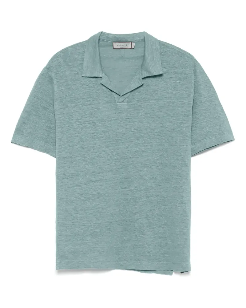 Canali T-Shirt aus Leinen - Blau Blau