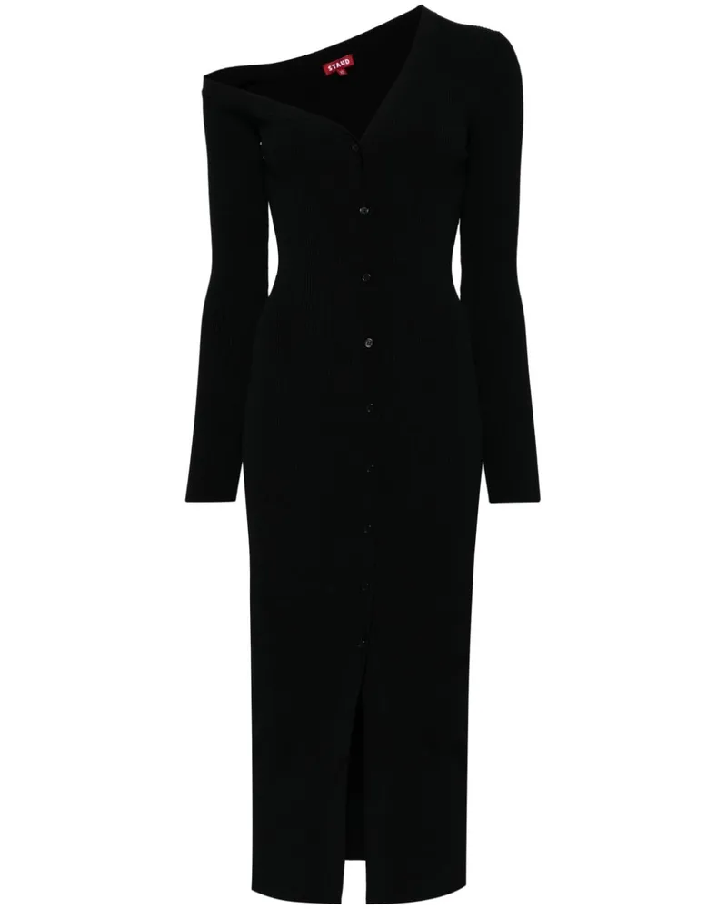 STAUD Geripptes Strickkleid - Schwarz Schwarz