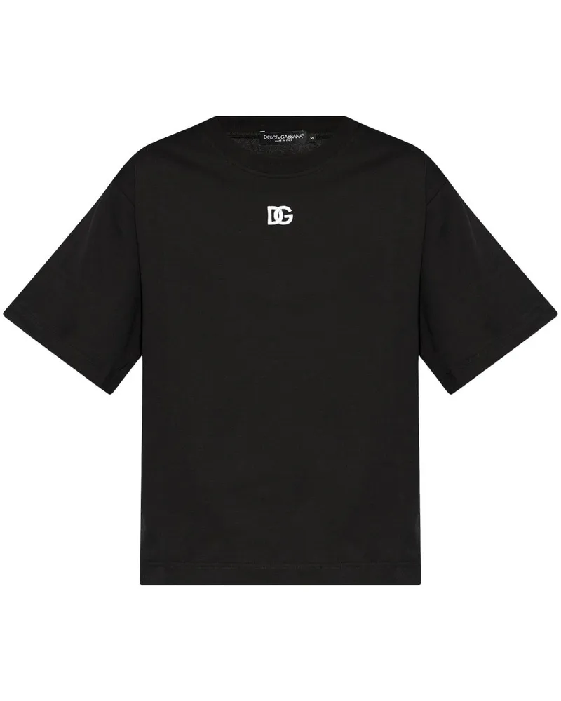 Dolce & Gabbana T-Shirt mit Logo-Stickerei - Schwarz Schwarz