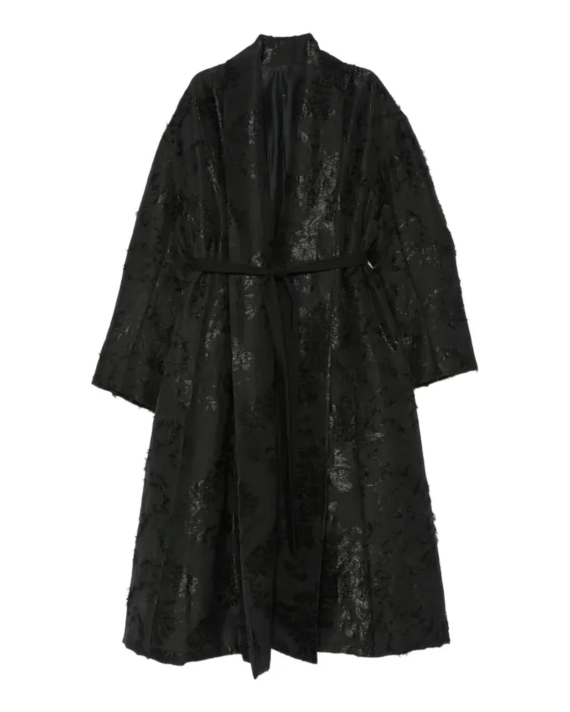 Masnada floral-jacquard belted coat - Schwarz Schwarz