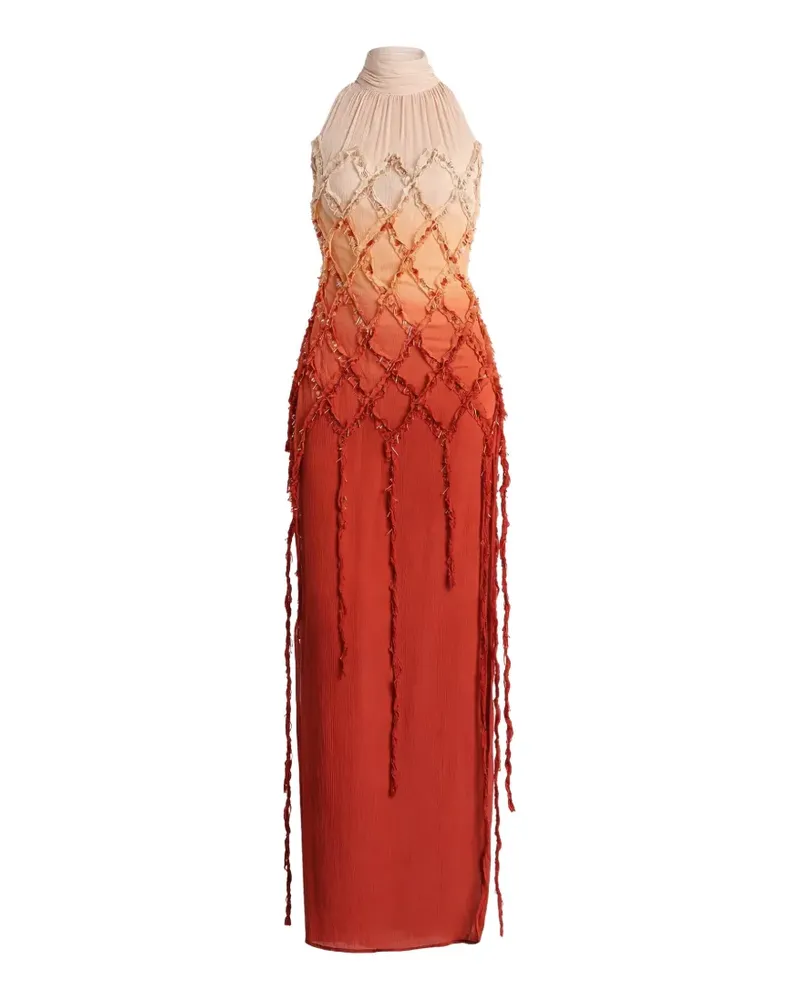 Blumarine beaded fringed dress - Orange Orange