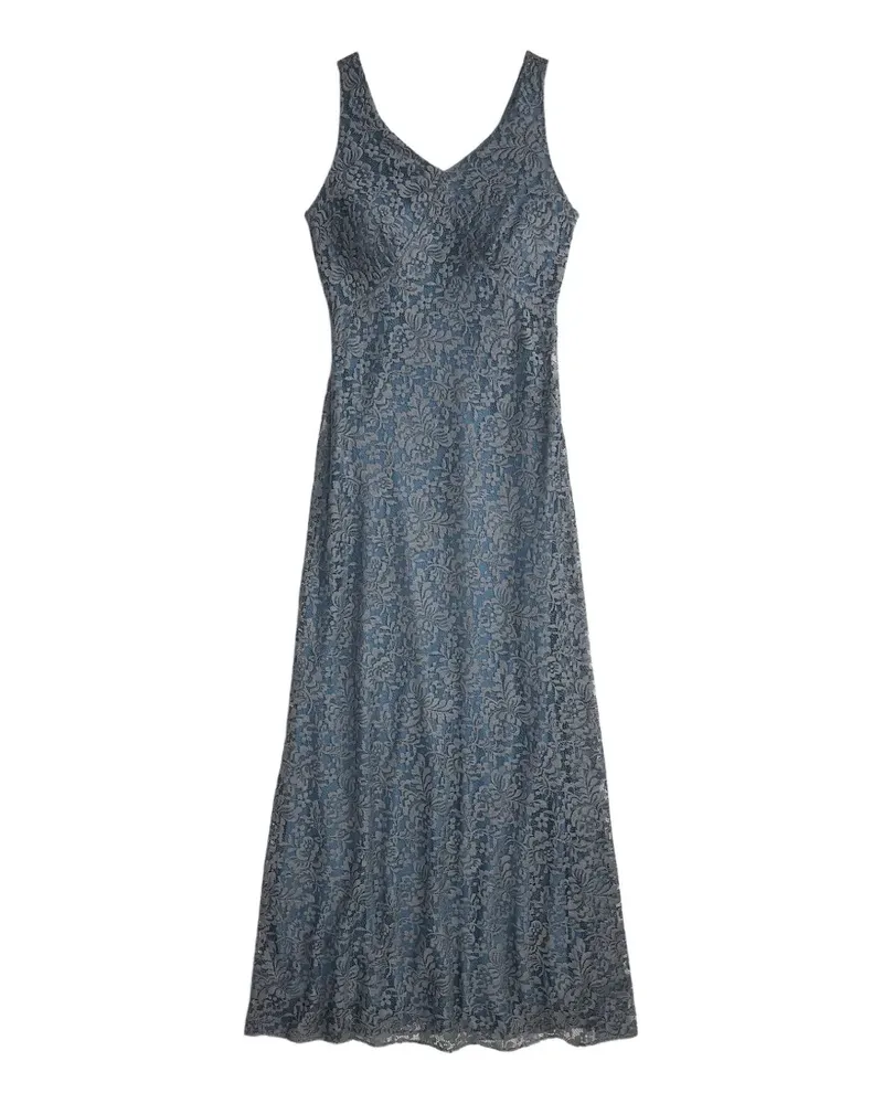 Ralph Lauren Midikleid mit V-Ausschnitt - Blau Blau