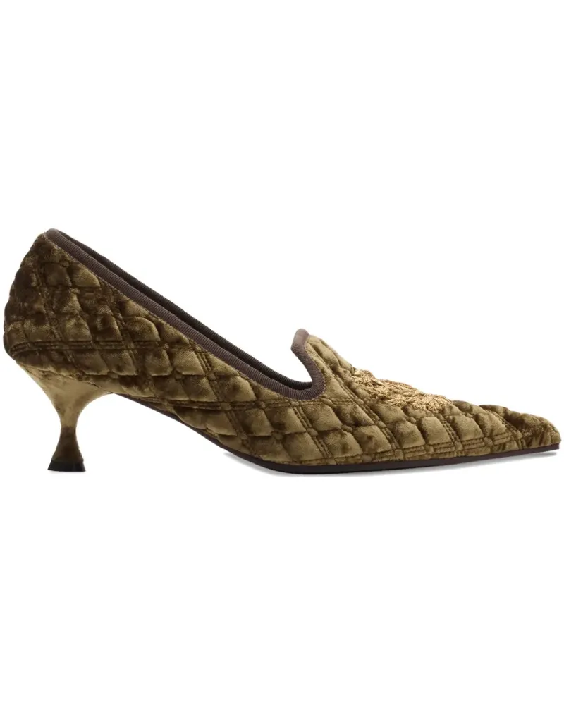 Burberry Gesteppte Samt-Pumps mit Wappen 55mm - Braun Braun