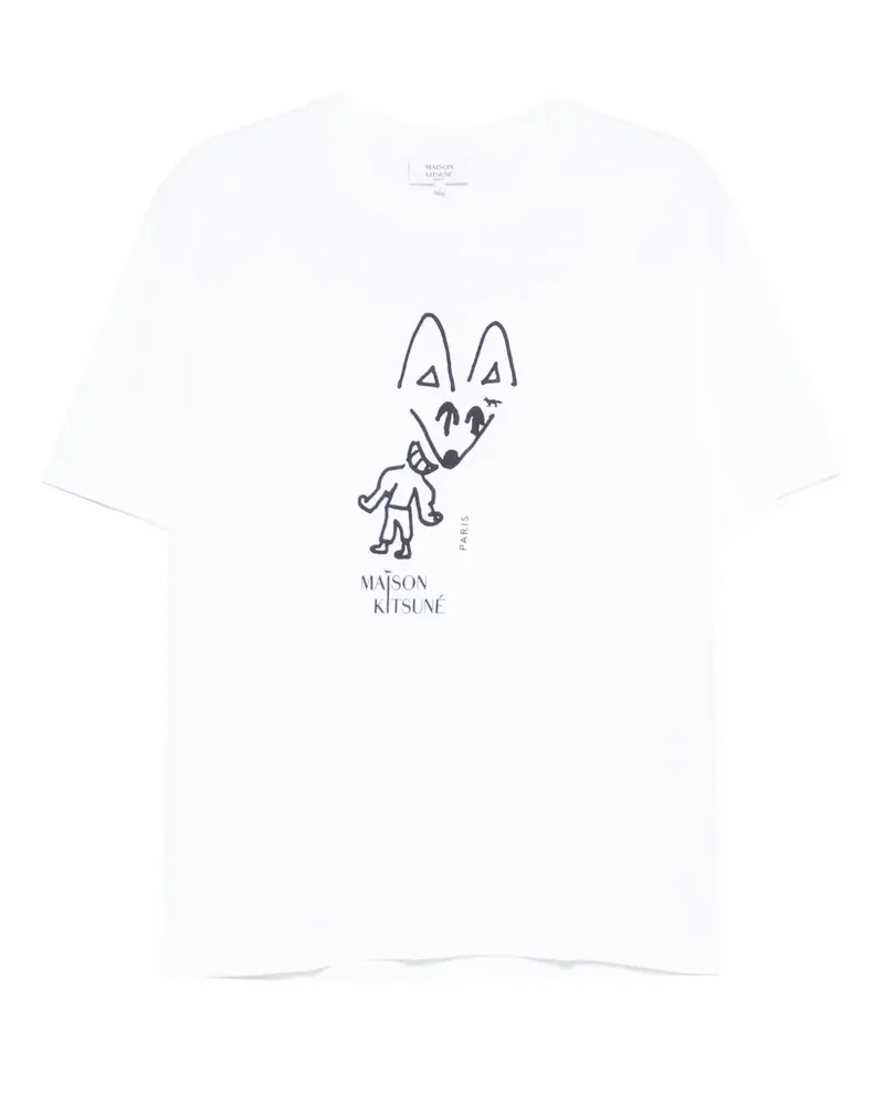 Kitsuné T-Shirt mit Fuchs-Print - Weiß Weiß