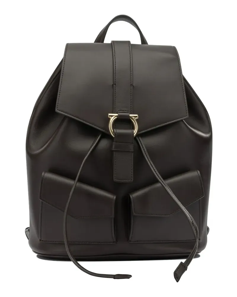 Ferragamo Gancini-plaque leather backpack - Braun Braun