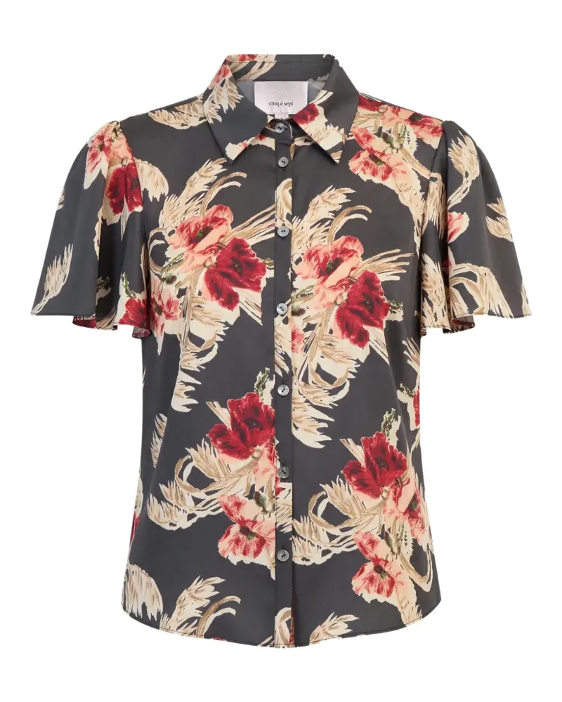 Cinq à Sept Fiona Hemd mit Blumenprint - Schwarz Schwarz