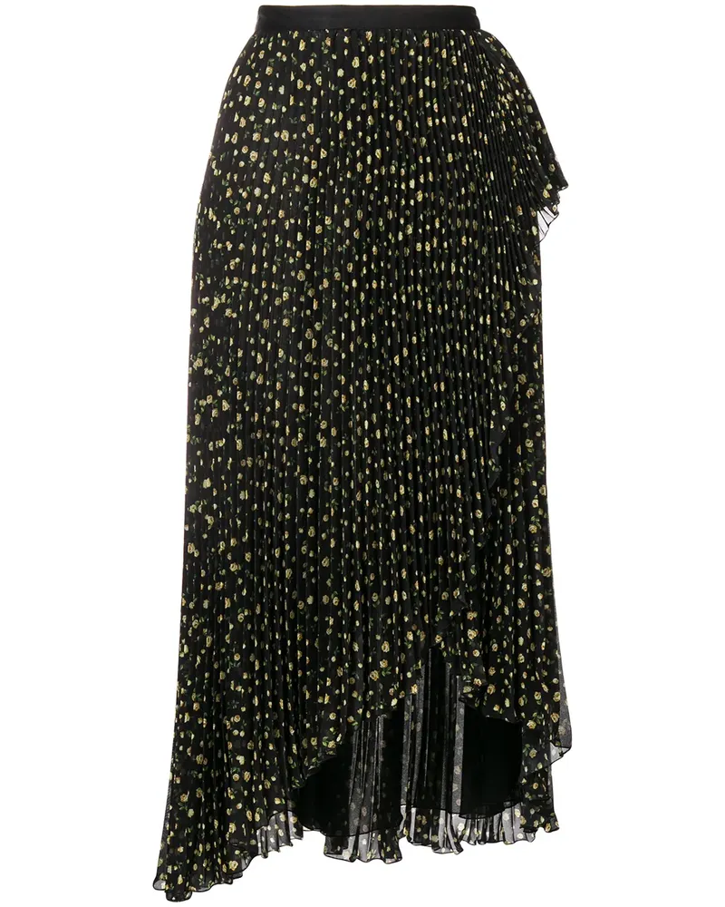 Philosophy Di Lorenzo Serafini Plisseerock mit Blumen-Print - Schwarz Schwarz