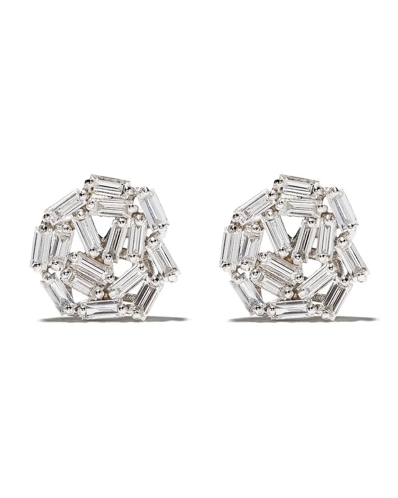 Suzanne Kalan 18kt 'Fireworks Circle' Weißgoldohrstecker mit Diamanten - Silber Silber