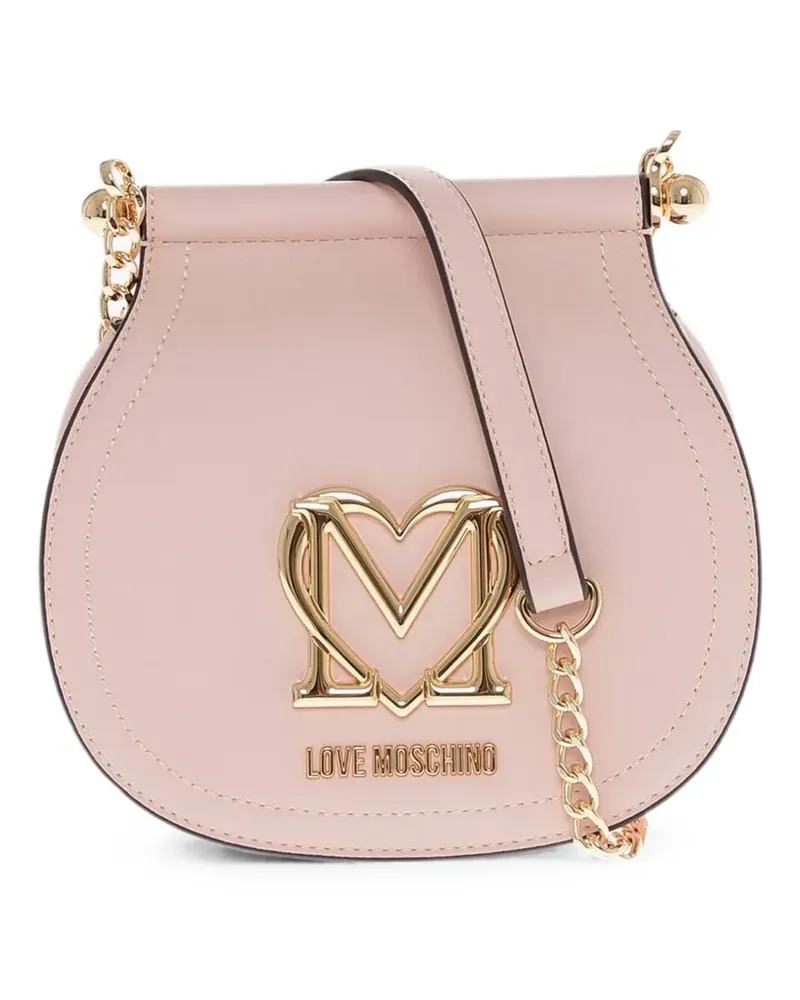 Moschino logo-plaque chain-strap crossbody bag - Rosa Rosa