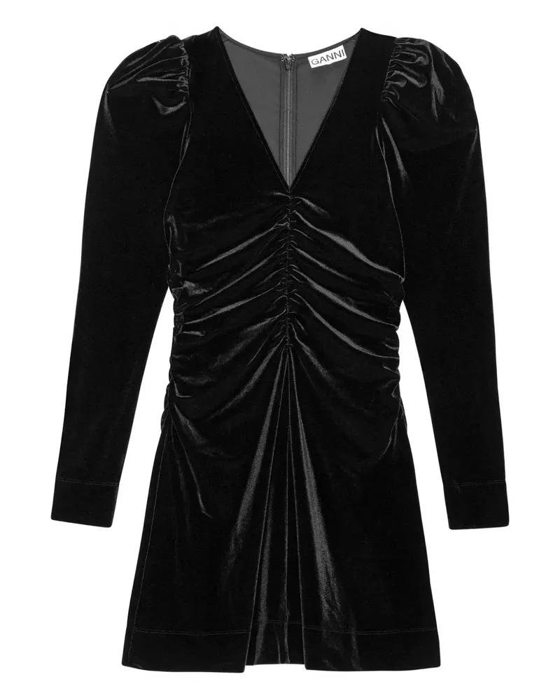 Ganni Kleid mit Raffungen - Schwarz Schwarz