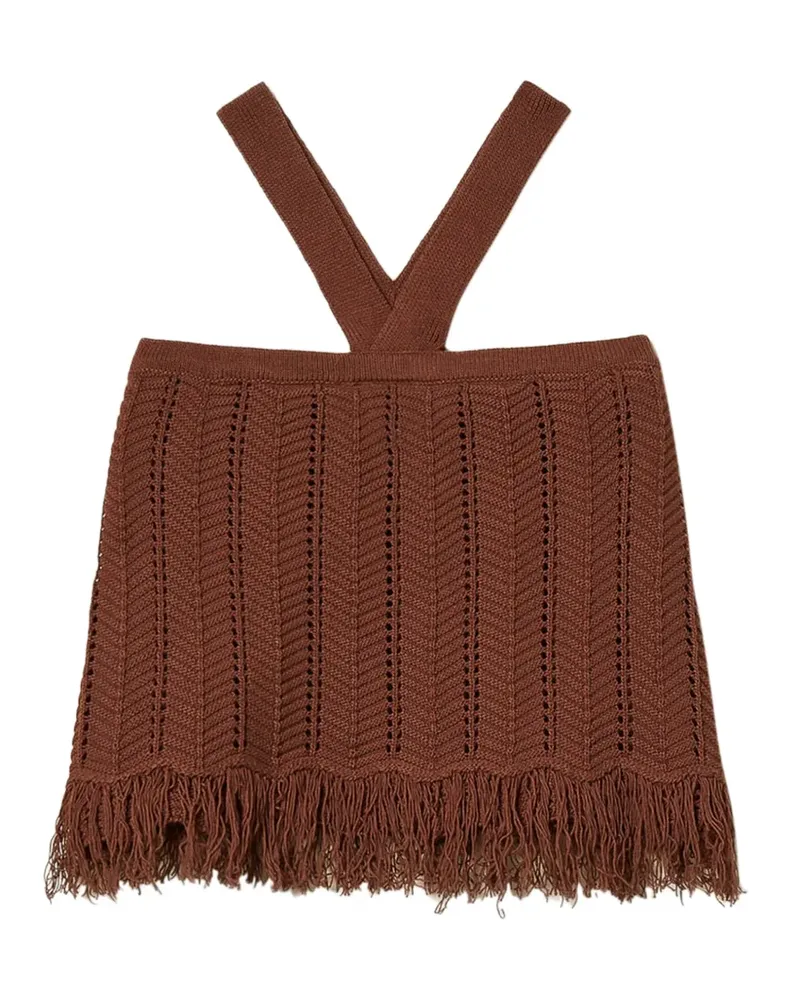 Twin-Set Gestricktes Top mit Fransen - Braun Braun