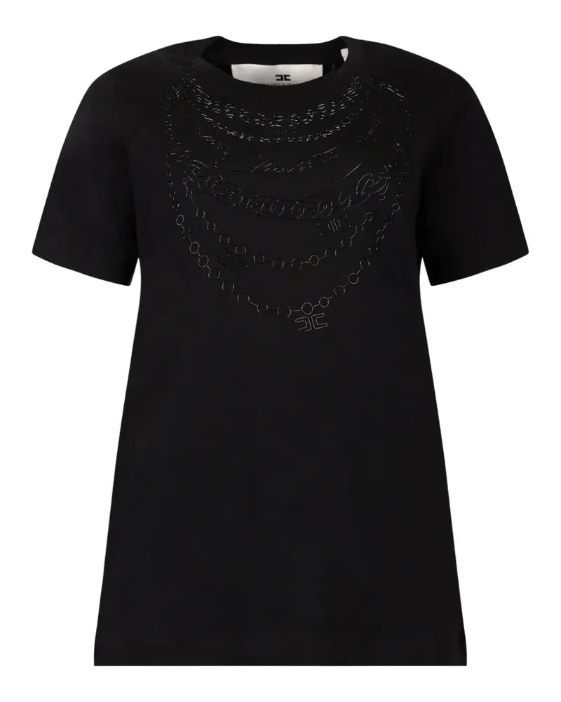 Elisabetta Franchi embossed chain-link T-shirt - Schwarz Schwarz