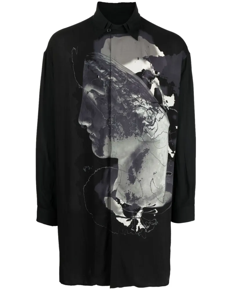 Yohji Yamamoto Hemd mit grafischem Print - Schwarz Schwarz