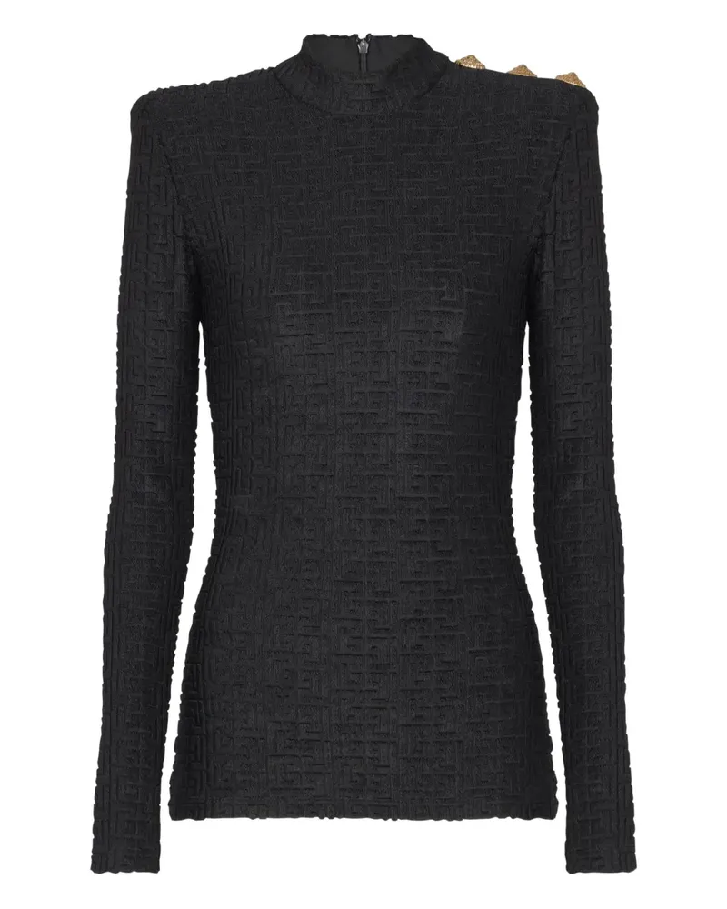 Balmain Les Bouclette Oberteil mit Monogrammmuster - Schwarz Schwarz