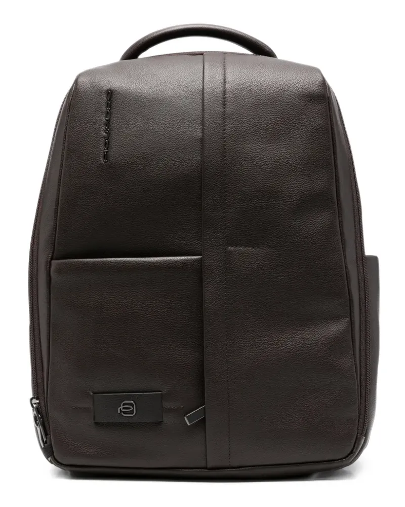 Piquadro Russel grained-leather backpack - Braun Braun