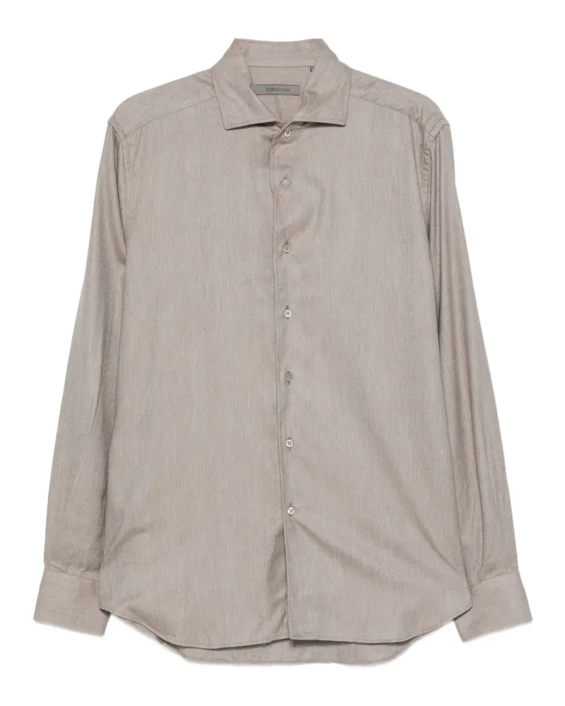 Corneliani herringbone-pattern long-sleeve shirt - Nude Nude