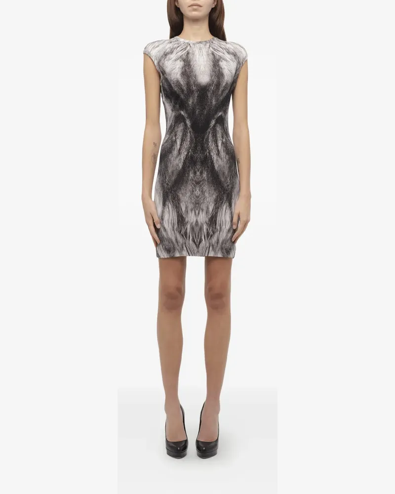 Alexander McQueen graphic-print cap-sleeve dress - Schwarz Schwarz
