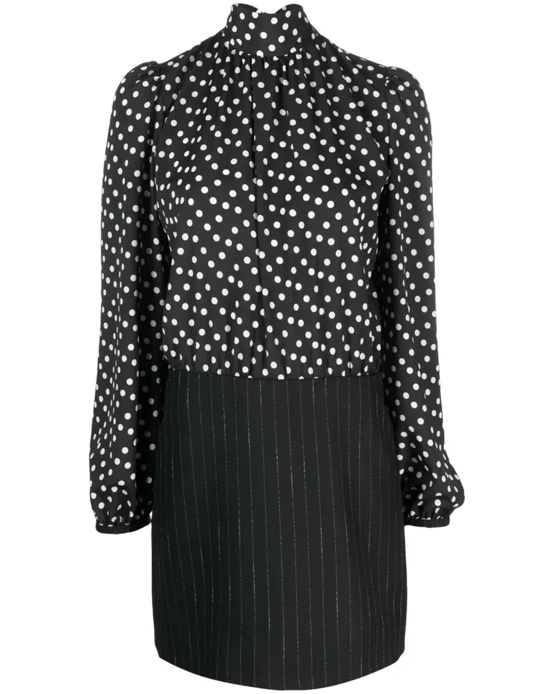 MSGM Gepunktetes Minikleid - Schwarz Schwarz