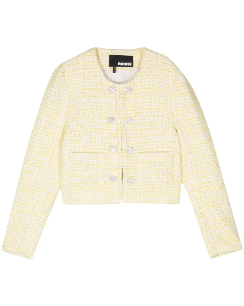 ROTATE Birger Christensen Bouclé-Jacke im Cropped-Design Gelb