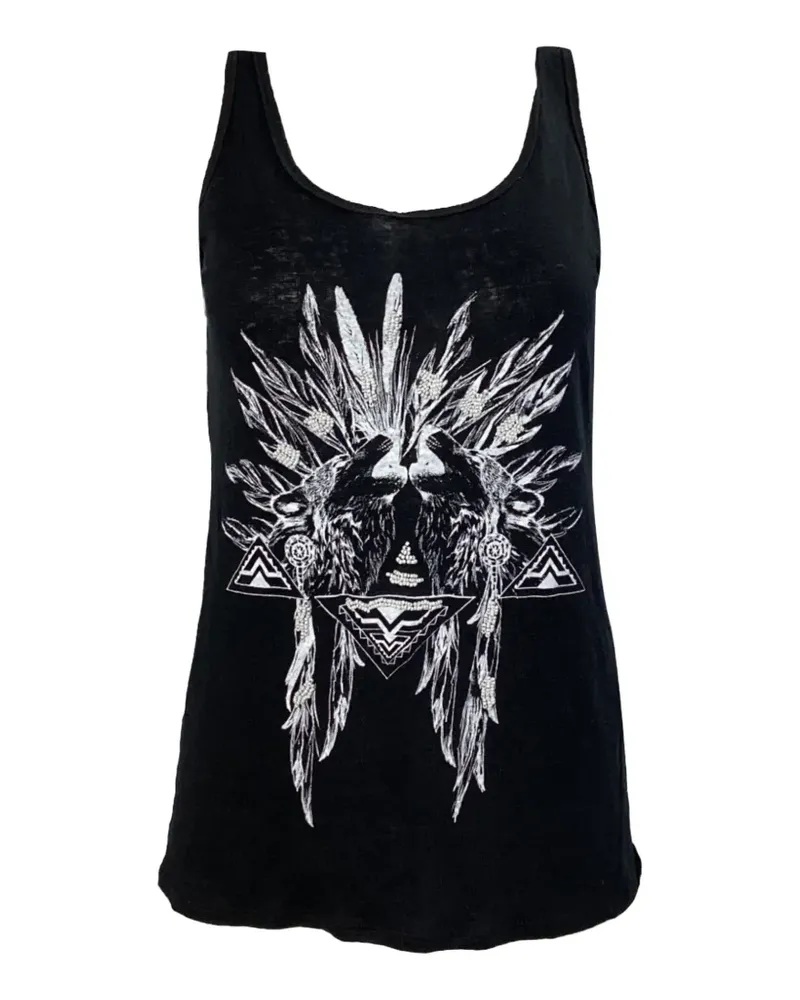 Sandro linen printed tank top - Schwarz Schwarz