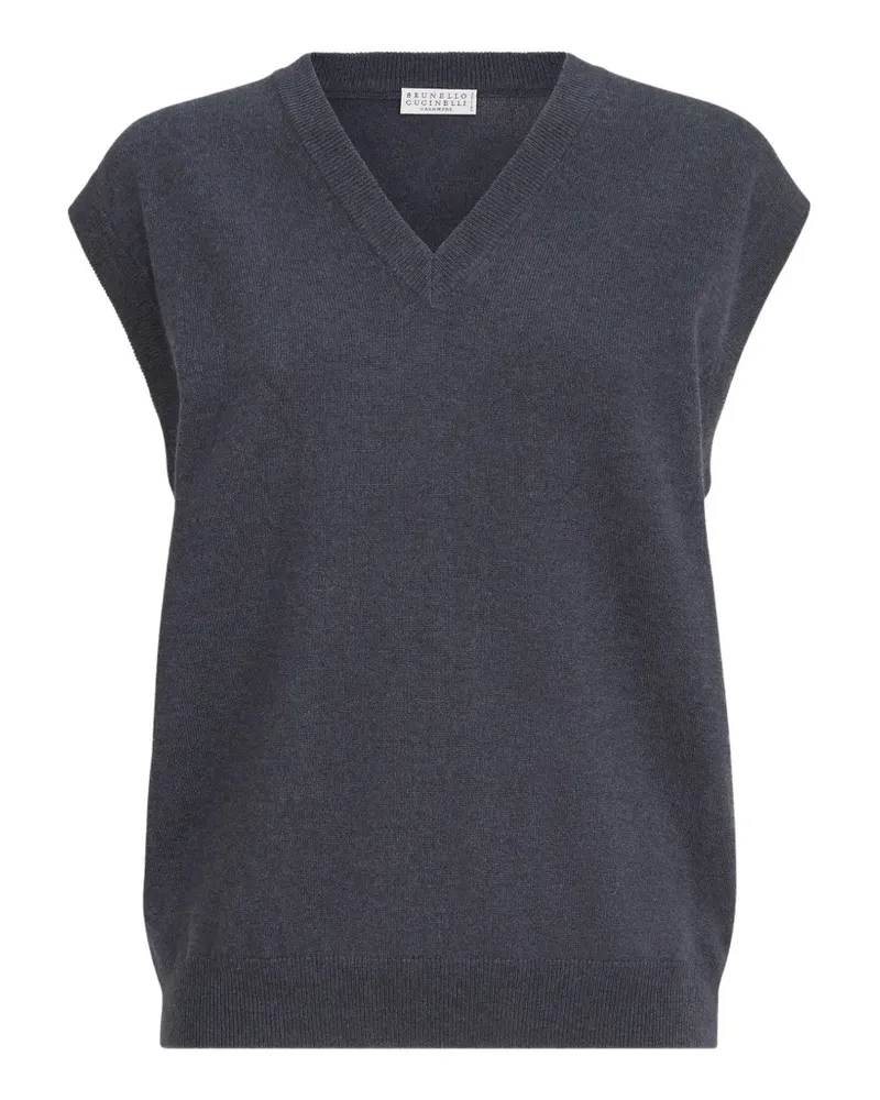 Brunello Cucinelli cashmere sweater vest with monili - Grau Grau
