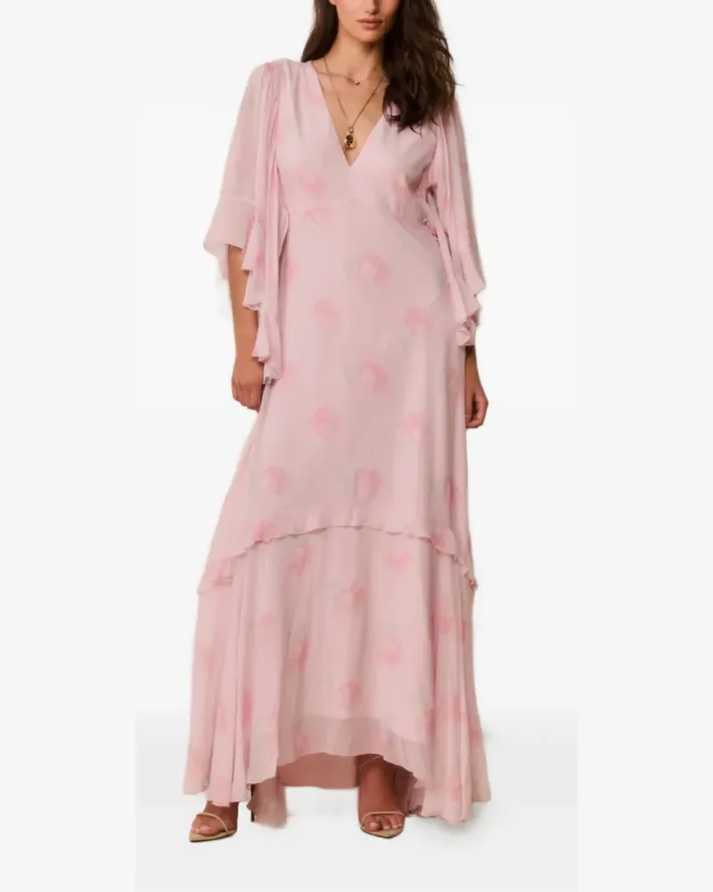 LoveShackFancy Maxikleid mit Blumenprint - Rosa Rosa