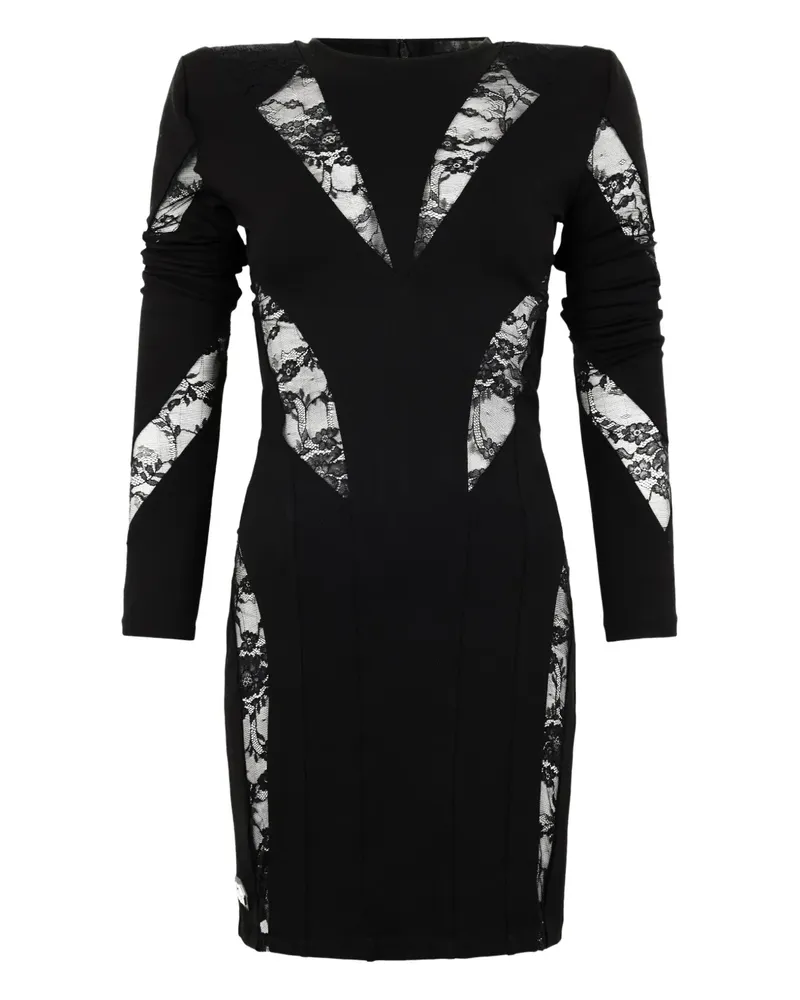 Philipp Plein lace long-sleeve mini dress - Schwarz Schwarz