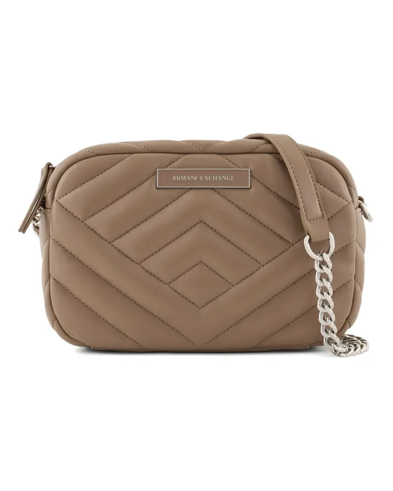 Armani Exchange Gesteppte Umhängetasche mit Logo-Patch - Braun Braun