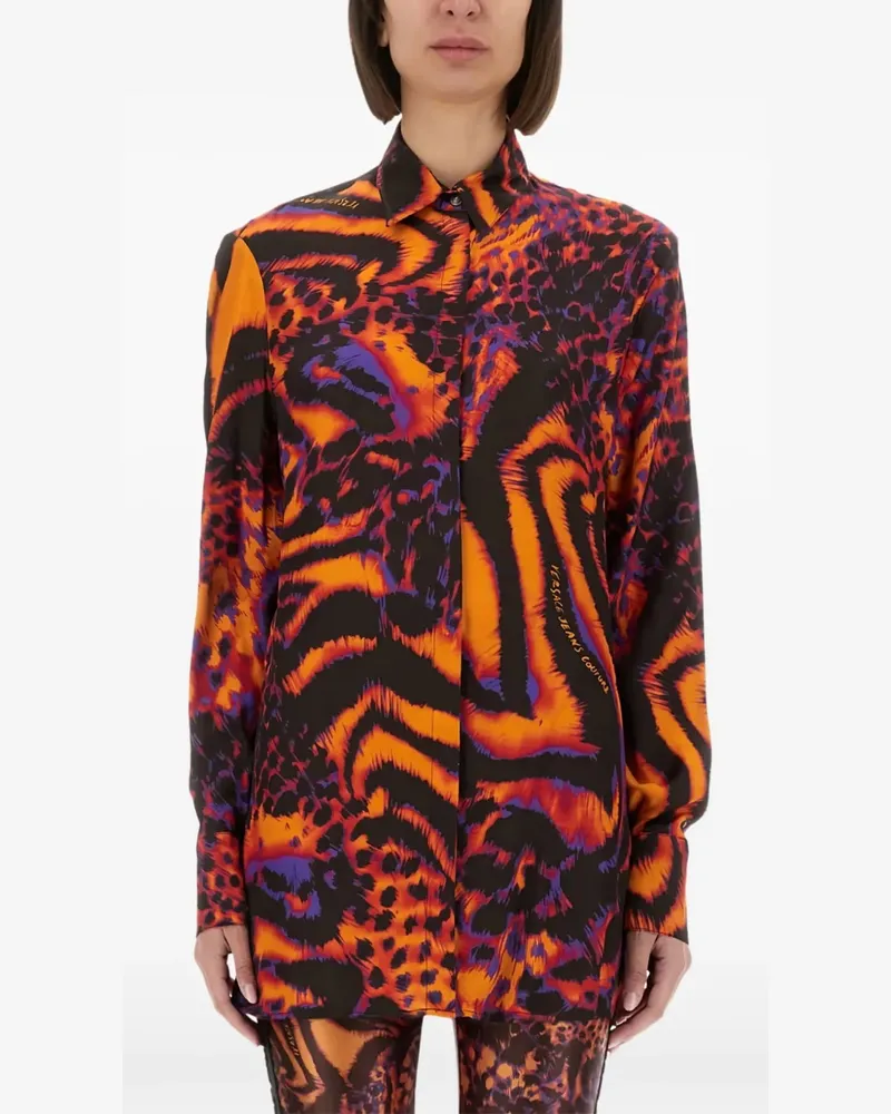 Versace Jeans Hemd mit abstraktem Animal-Print - Schwarz Schwarz
