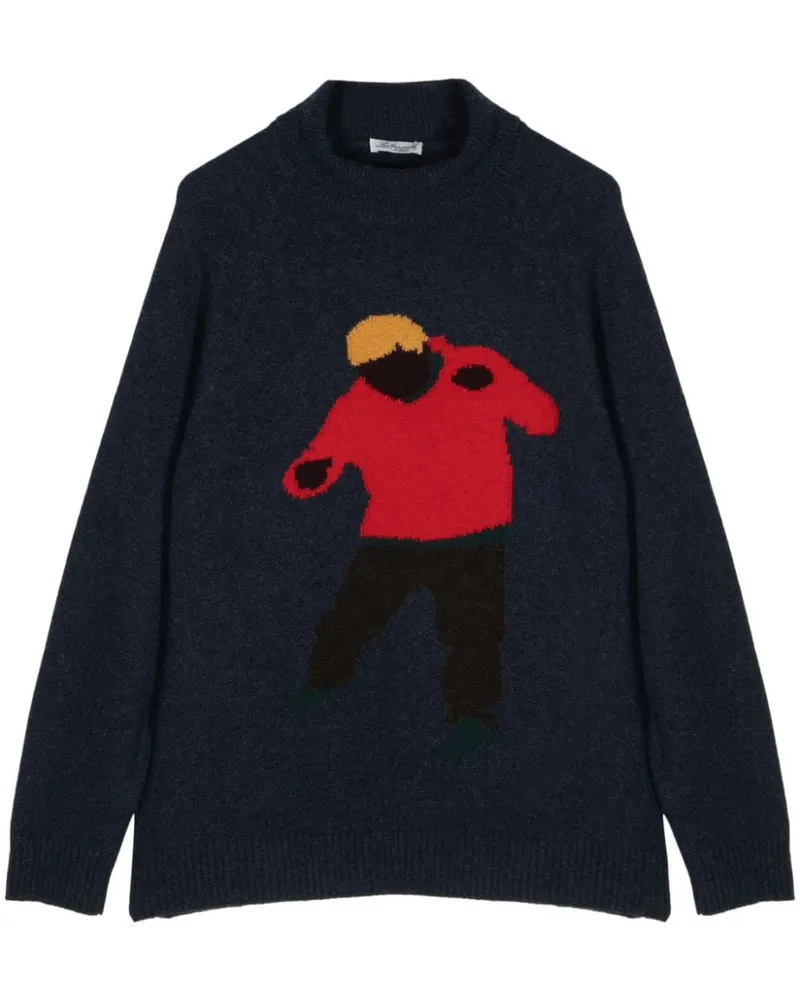 Leathersmith of London Gestrickter Intarsien-Pullover - Blau Blau