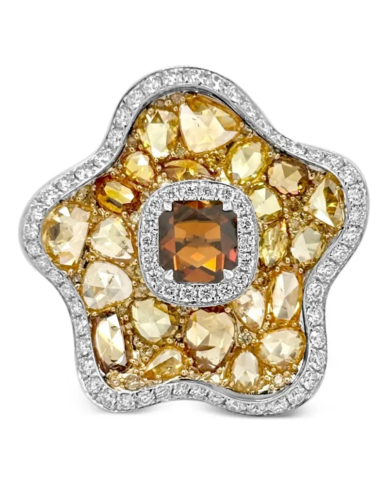 HYT Jewelry Statement-Ring mit Diamanten in Blumenform - Silber Silber