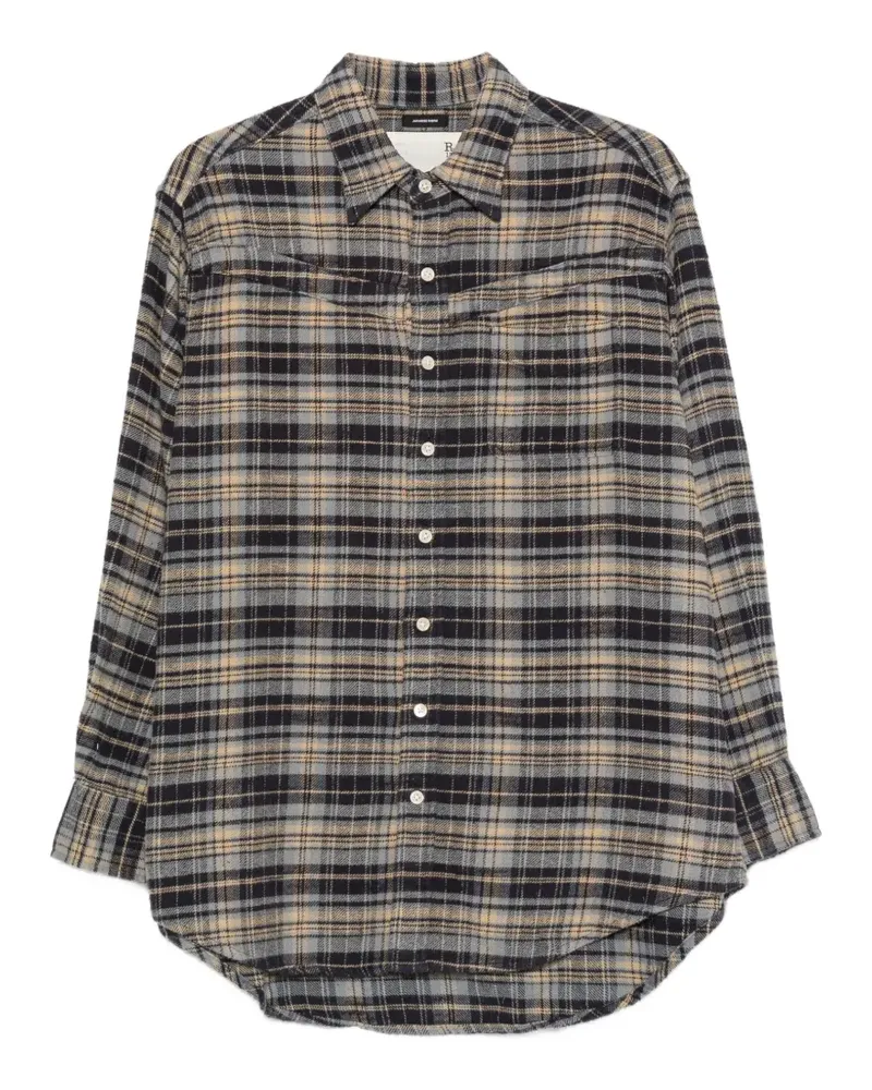 R13 Kariertes Hemd im Oversized-Look - Blau Blau