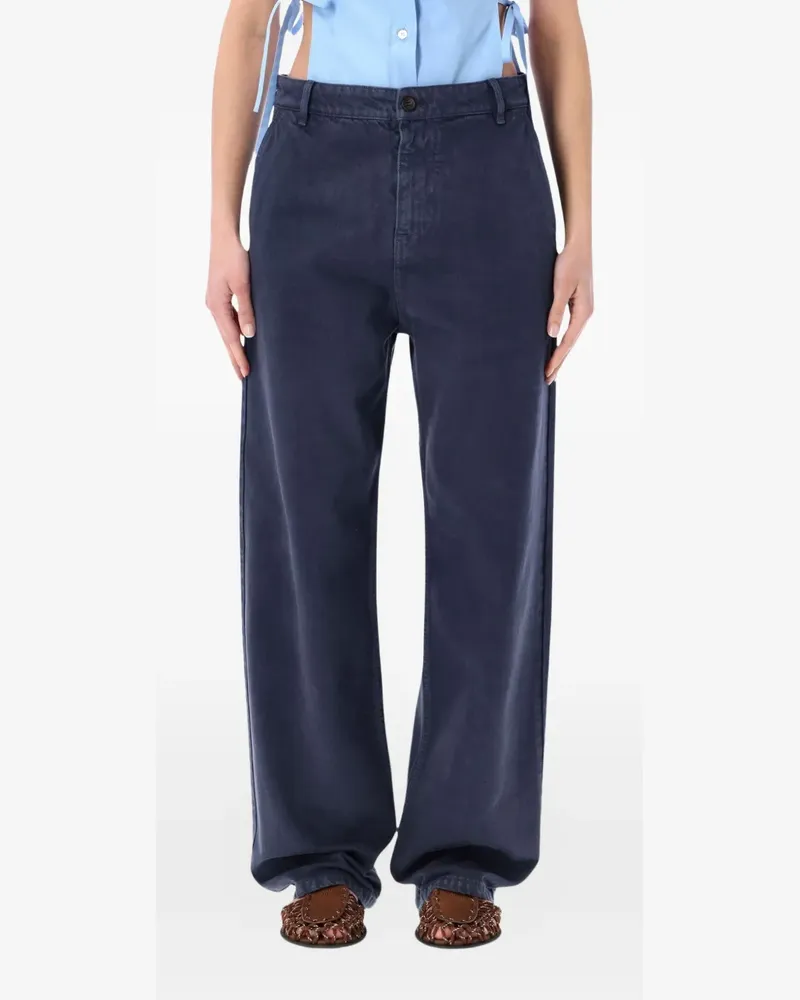 Miu Miu logo-embroidered trousers - Blau Blau