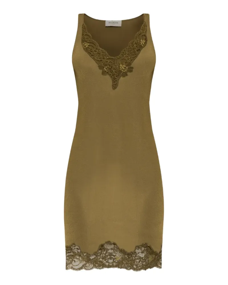 Balmain Minikleid mit Spitzenbesatz - Grün Grün