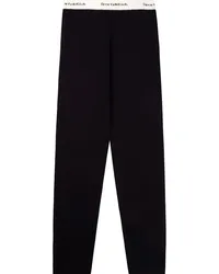 SPORTY & RICH Gerippte Leggings mit Serif-Logo Schwarz