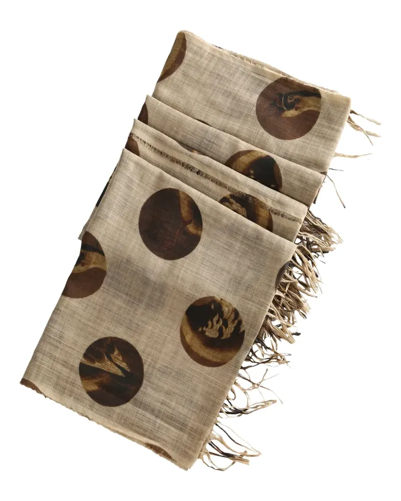 Uma Wang polka-dot fringed scarf - Nude Nude