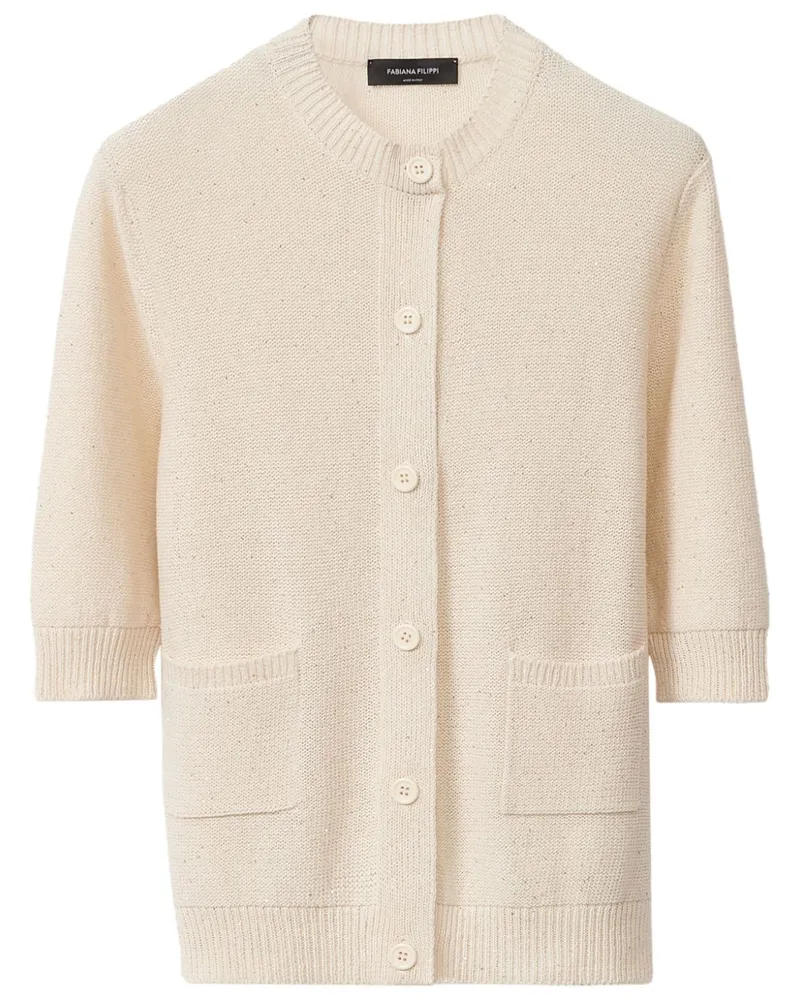 Fabiana Filippi Cardigan mit Dreiviertelärmeln - Weiß Weiß