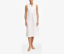 Ärmelloses Leinenkleid - Weiß