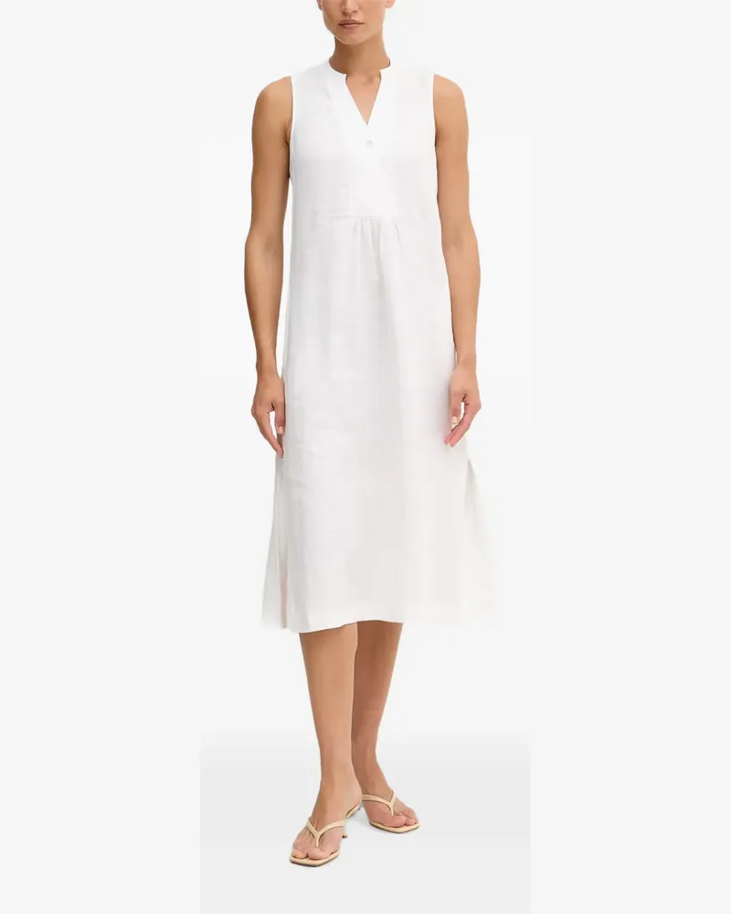 Benetton Ärmelloses Leinenkleid - Weiß Weiß