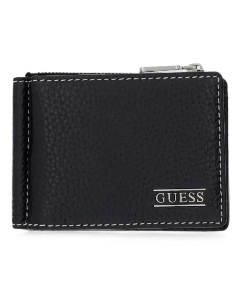 Guess Boston logo-plaque pebbled-leather wallet - Schwarz Schwarz